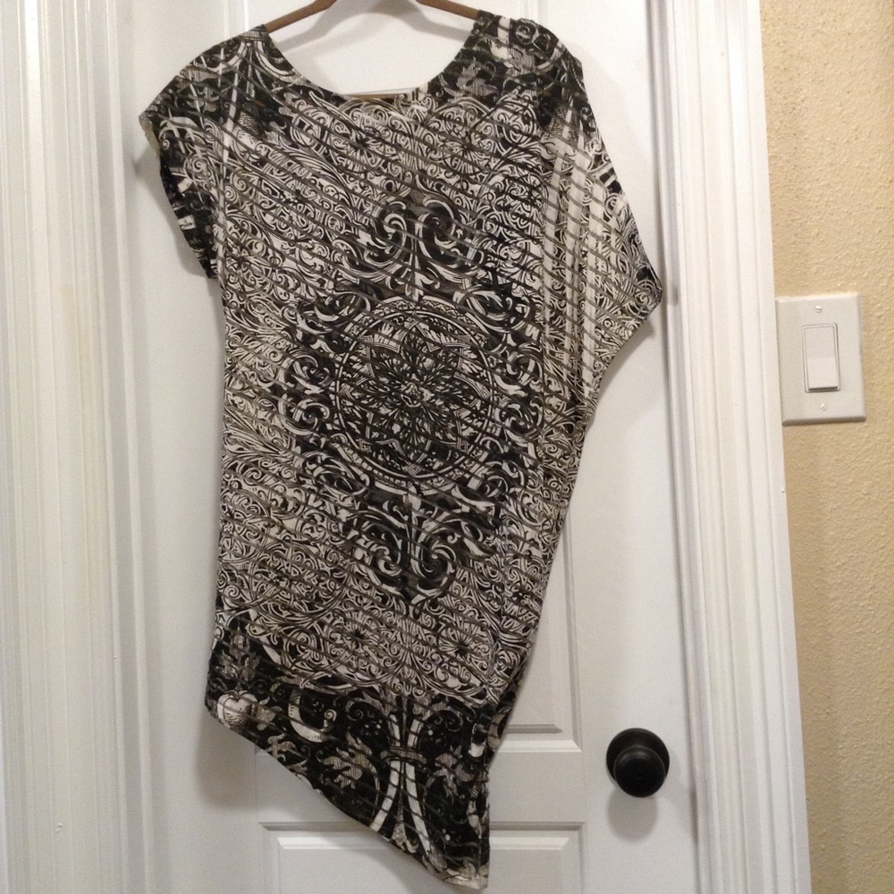 Women's High Low Black and White Shirt